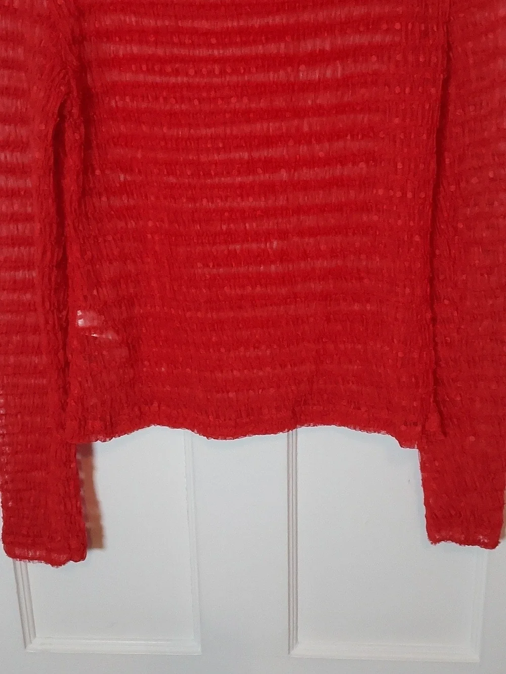 Maeve Anthropologie Women's Long-Sleeve Polka Dot Mesh Top Sheer Size Medium